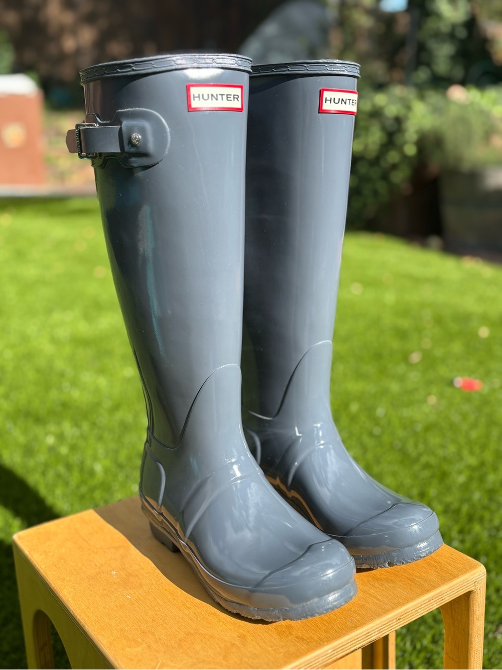 Hunter Gloss Gray Tall Women's Rain Boots